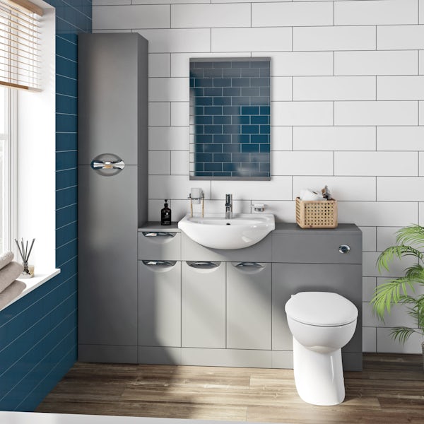 Orchard Elsdon stone grey 1060mm combination with Clarity back to wall toilet and seat