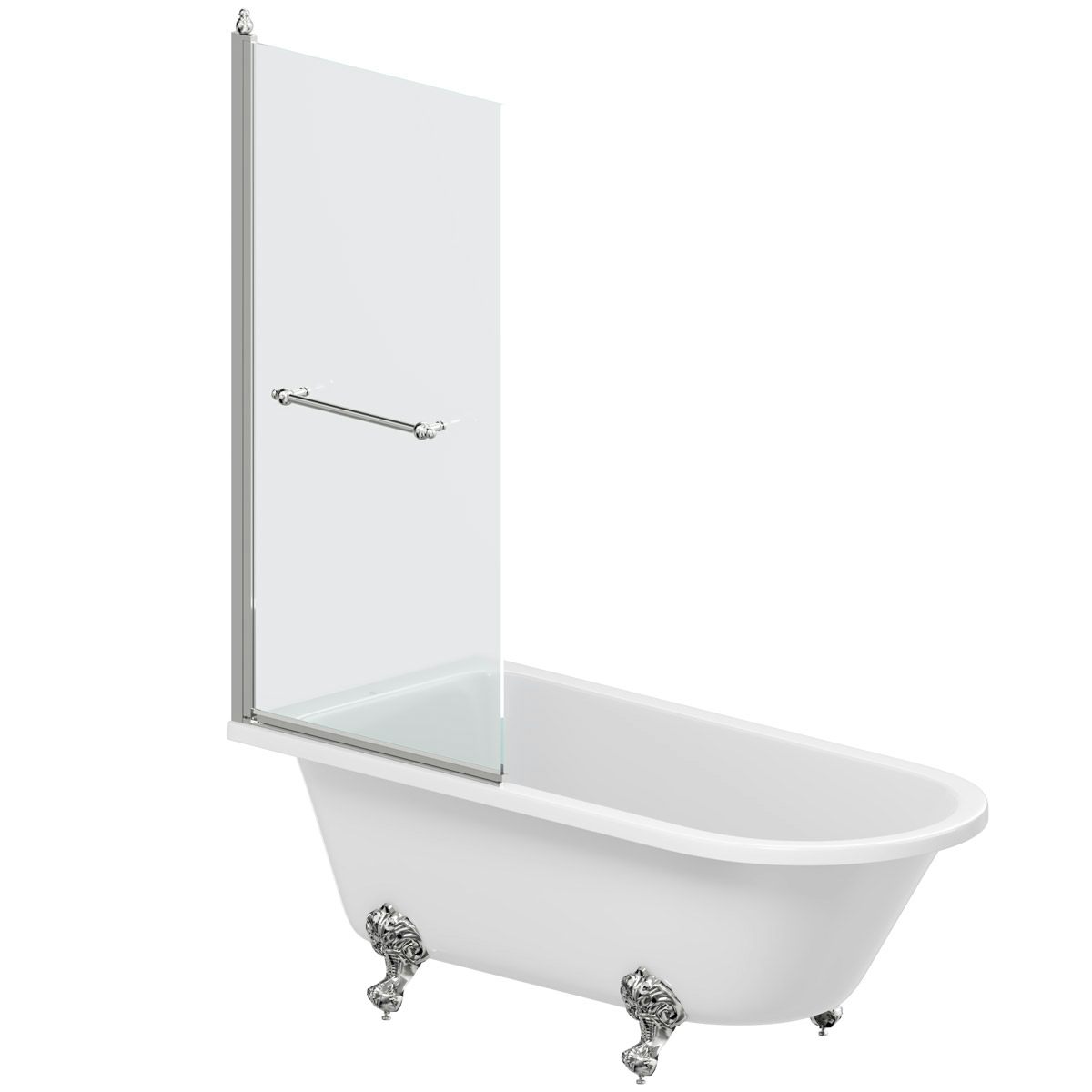 Orchard Dulwich traitional freestanding shower bath with 8mm shower screen and rail 1710 x 780