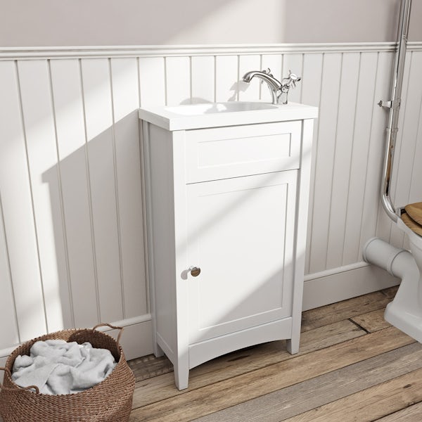 The Bath Co. Camberley white cloakroom vanity with resin basin