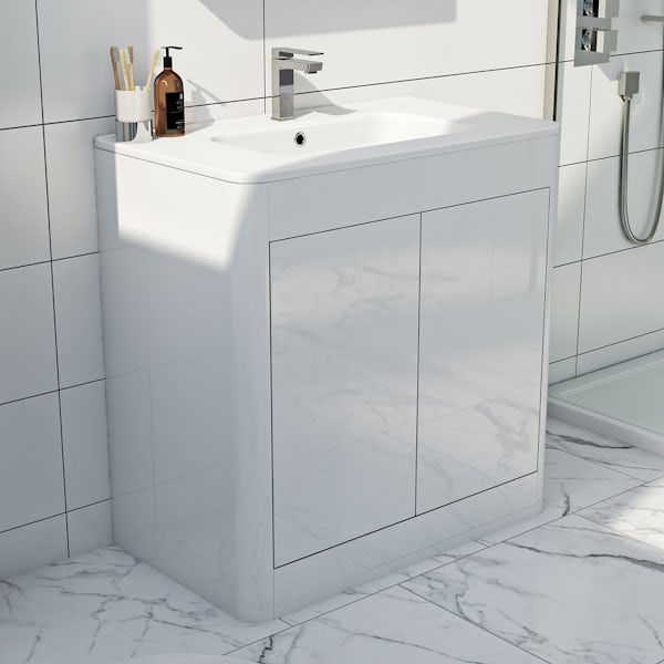 Mode Carter ice white vanity unit and basin 800mm