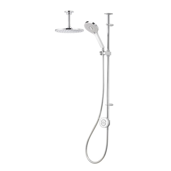 Aqualisa Unity Q Smart exposed shower pumped with adjustable handset and ceiling head