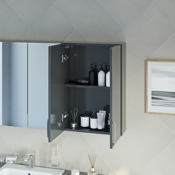Mode Nouvel gloss grey wall cabinet 500mm
