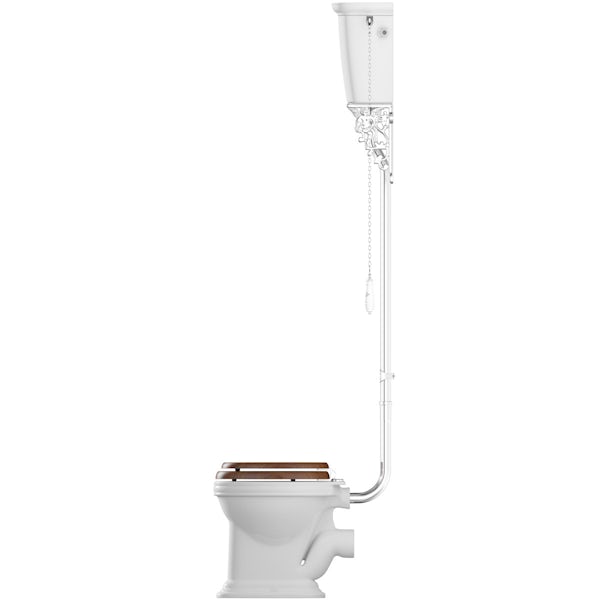 The Bath Co. Charlet high level toilet and full pedestal suite with chrome fittings and taps