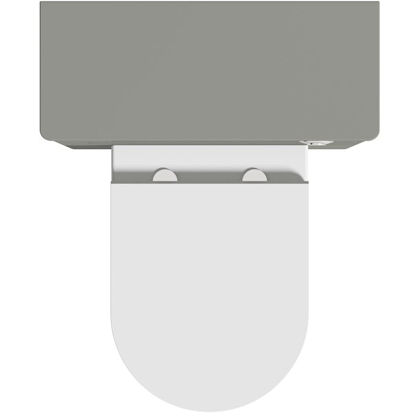 The Bath Co. Aylesford pebble grey back to wall unit and rimless toilet with soft close seat