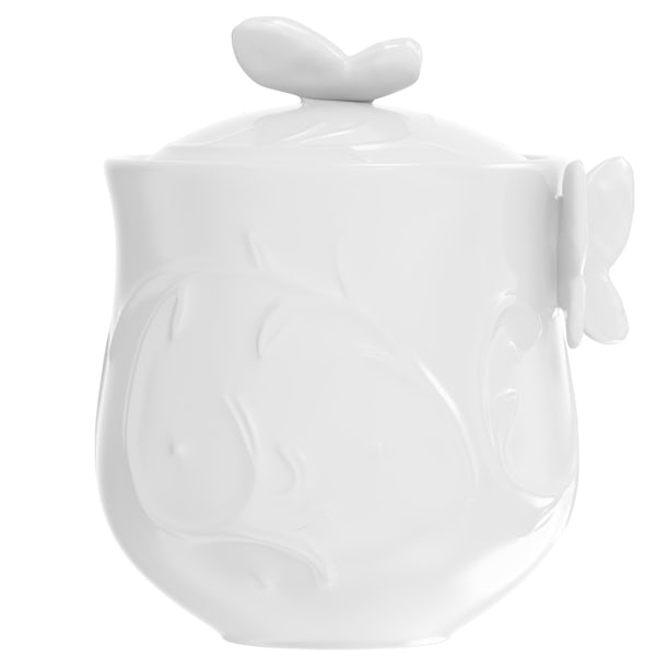 Accents Edelle porcelain white butterfly storage jar