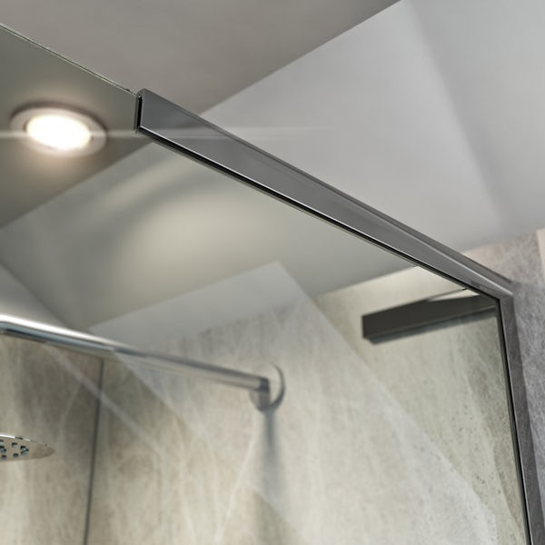Mode 8mm walk in right handed shower enclosure bundle with grey slate effect shower tray