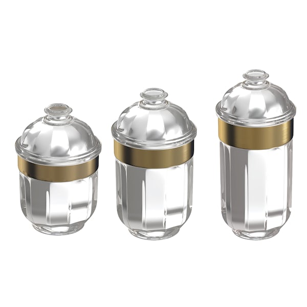 Accents Light gold 3 piece acrylic storage jar bathroom accessory set