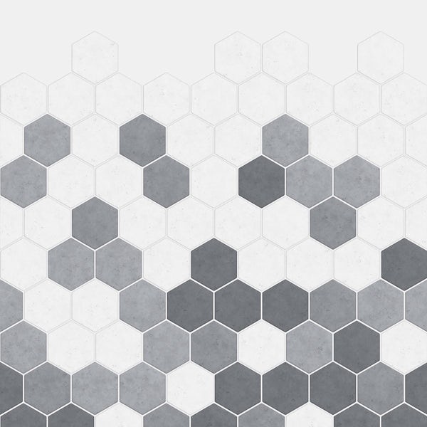 Kinewall Grey Monochrome Hexagon shower wall panel 1200 x 2500