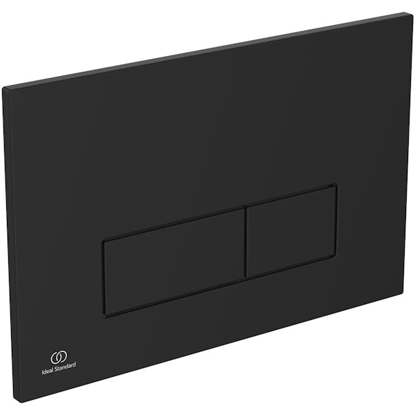 Ideal Standard silk black Oleas P2 flush plate with Prosys 120mm concealed cistern