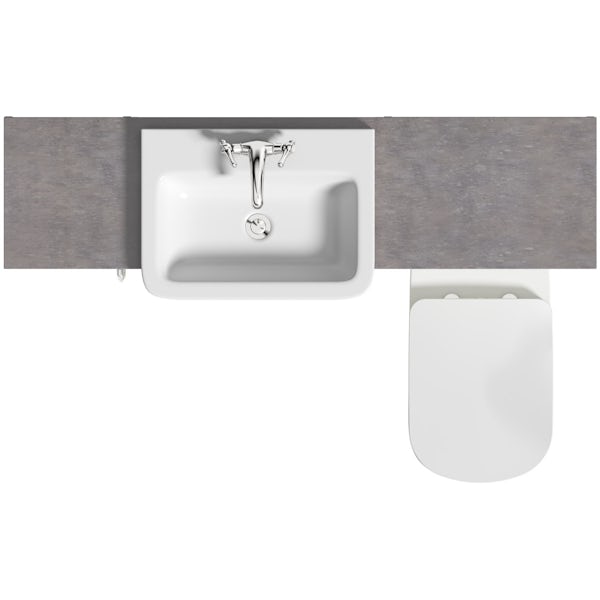 The Bath Co. Newbury white small fitted furniture combination with mineral grey worktop