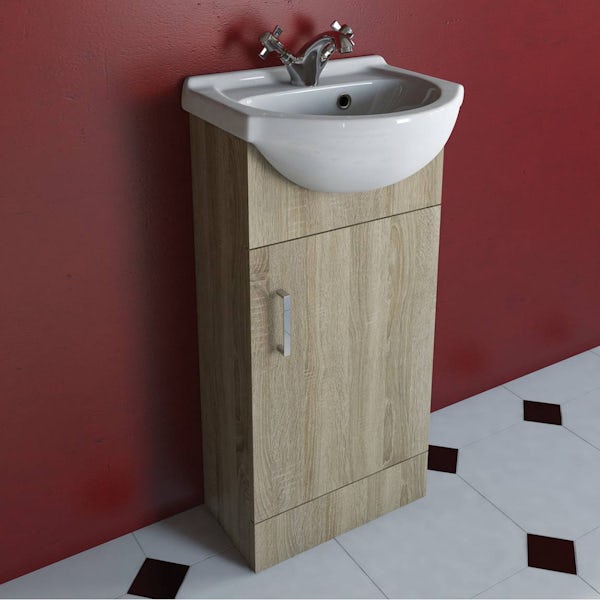 Sienna 41 Oak Vanity Unit with Compact Square Toilet