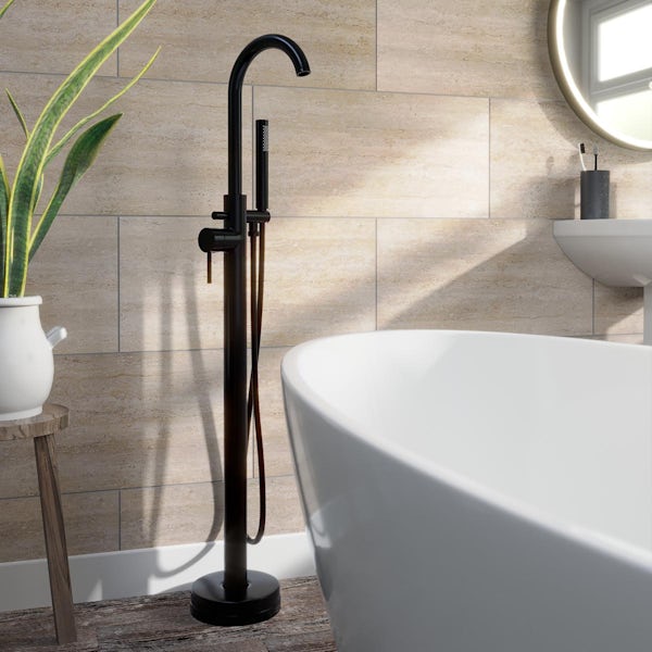 Orchard Eden black basin and freestanding bath shower mixer tap pack