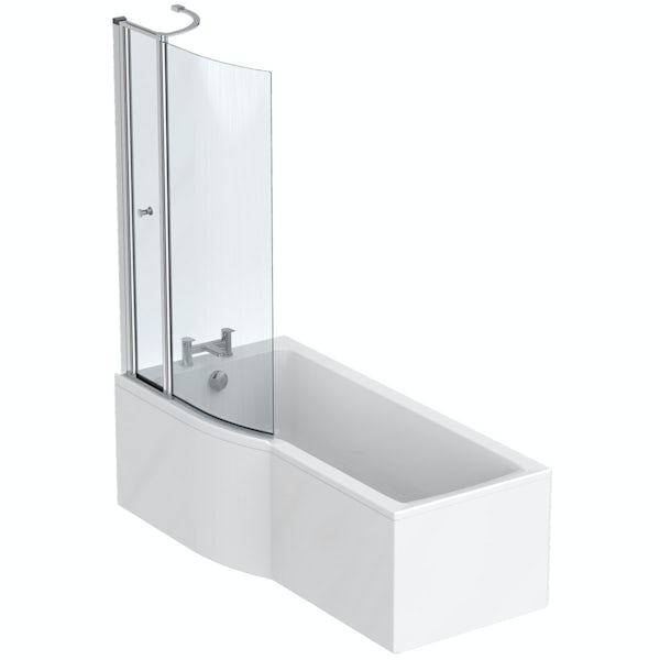 Ideal Standard Concept Air complete wood light grey furniture and left hand shower bath suite 1700 x 800