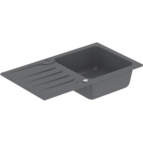 Schon Monte Cobblestone grey 1.0 bowl reversible kitchen sink