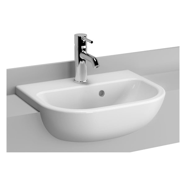 VitrA S20 short projection 1 tap hole semi recessed basin 450mm