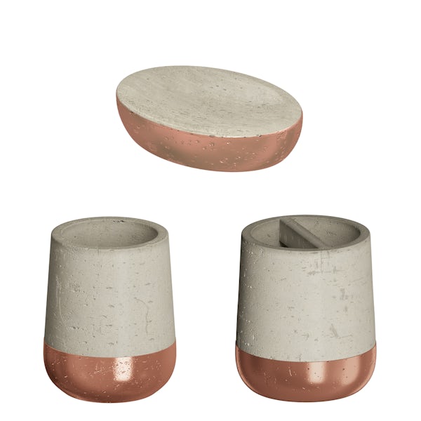 Accents Neptune concrete and copper 3 piece bathroom accessory set