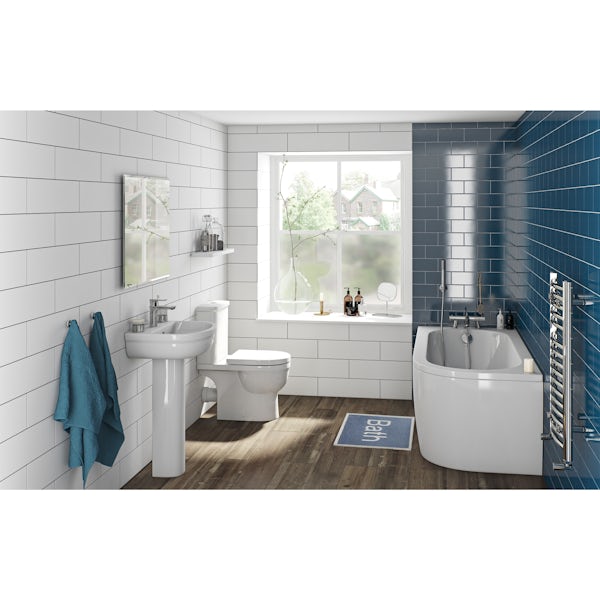 Orchard Elsdon right handed J shaped bath suite 1700 x 750 with taps