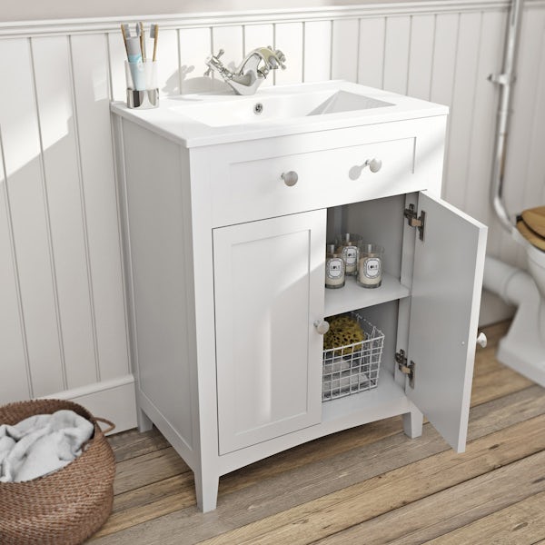 Camberley white vanity unit with basin 600mm