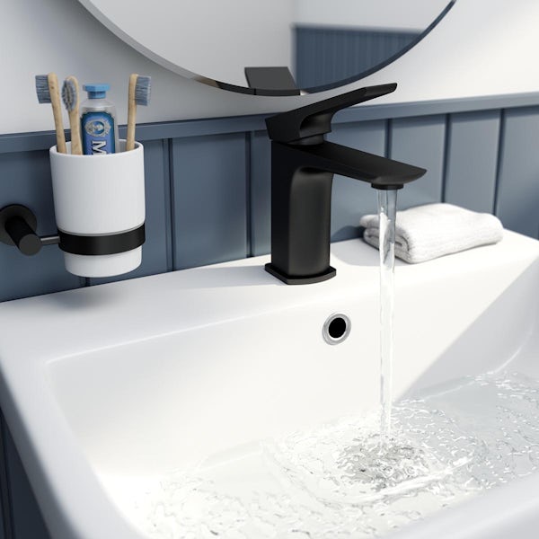 Mode Deacon black chrome basin mixer tap with waste