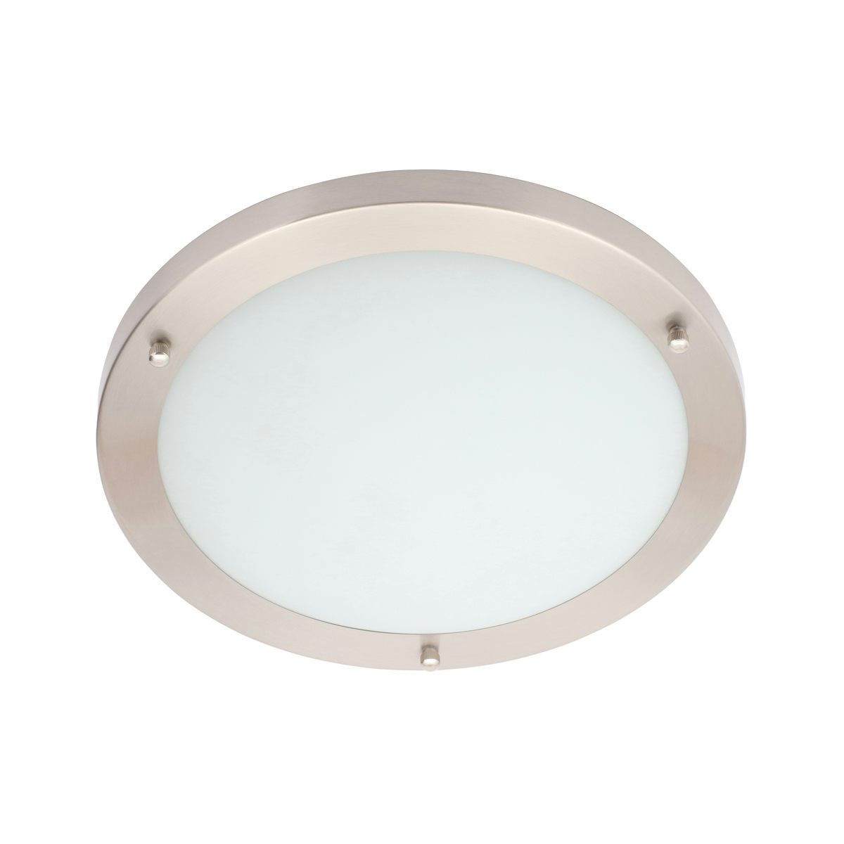 Forum Draco satin nickel large round flush bathroom ceiling light