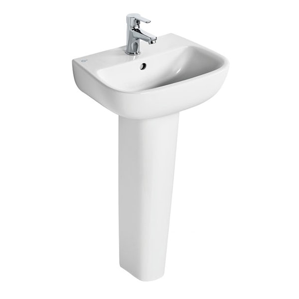 Ideal Standard Studio Echo cloakroom suite with wall hung toilet and full pedestal basin 450mm