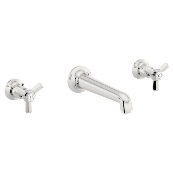 The Bath Co. Beaumont wall mounted basin and bath shower mixer tap pack