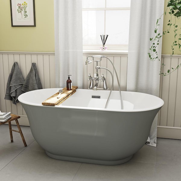 The Bath Co. Camberley storm coloured traditional freestanding bath