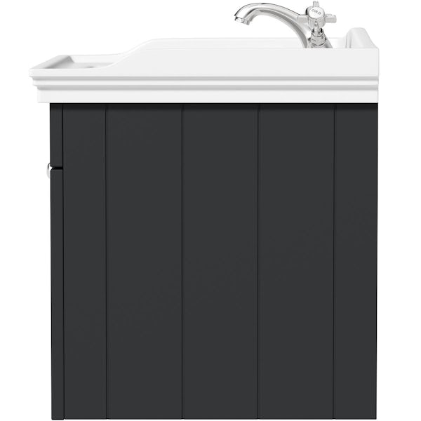 The Bath Co. Ascot graphite wall hung vanity unit and ceramic basin 800mm with tap