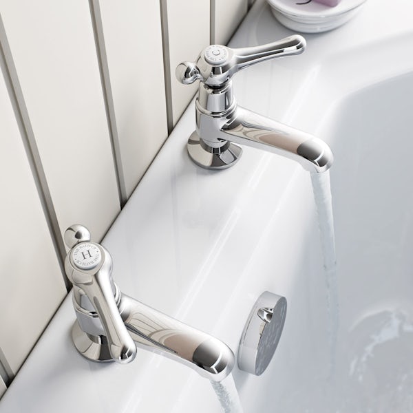 The Bath Co. Camberley lever basin pillar taps offer pack