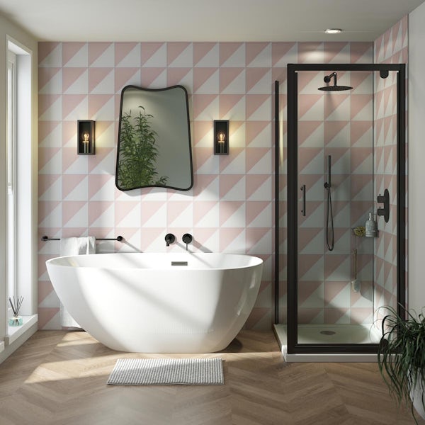 Showerwall acrylic grafito tile blush