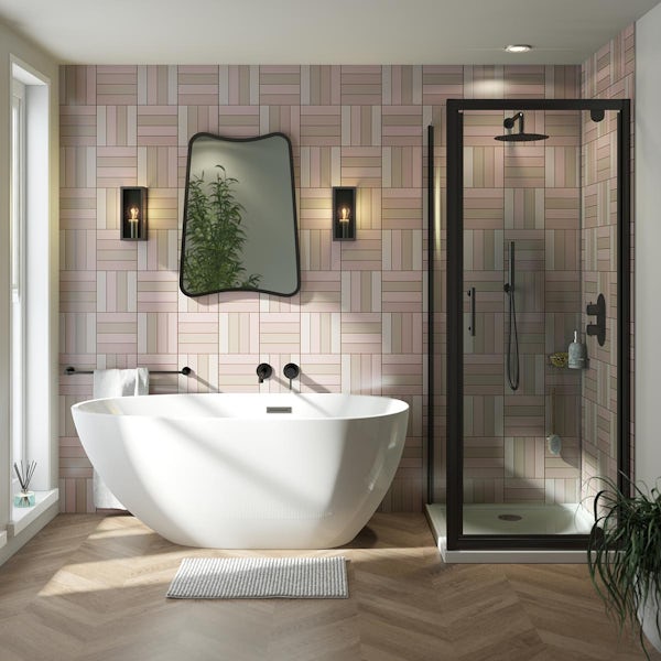 Showerwall acrylic square parquet marshmallow 896mm