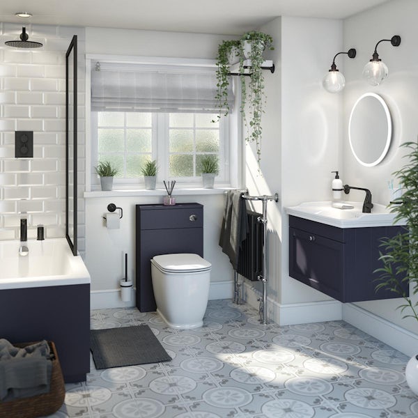 The Bath Co. Ascot indigo wall hung vanity unit and ceramic basin 800mm