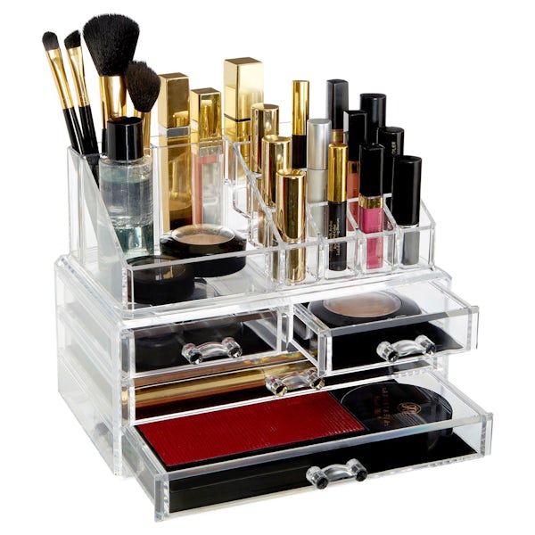 Accents Clear cosmetic organiser with 16 compartments and 4 drawers
