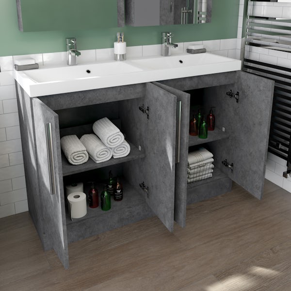 Orchard Kemp floorstanding double vanity unit and basin 1200mm with tap