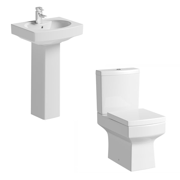 Wye close coupled toilet suite with full pedestal basin 550mm