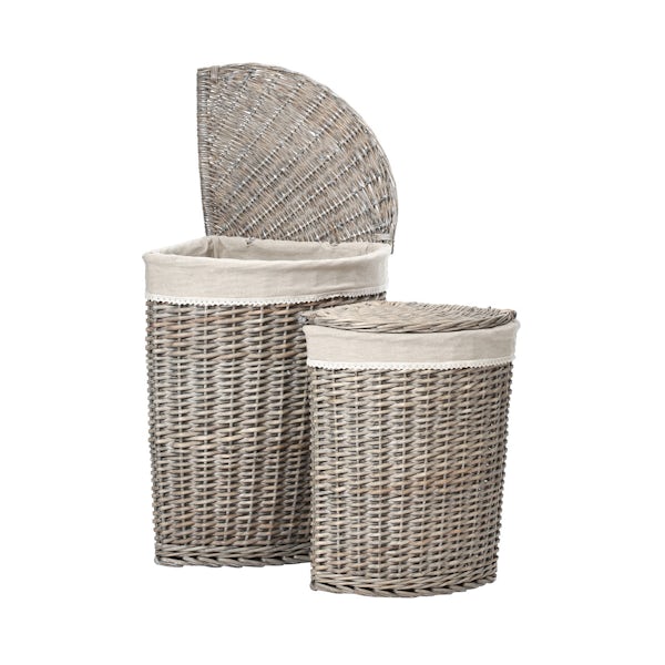 Accents Set of 2 grey willow corner laundry baskets