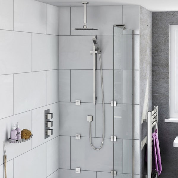 Cubik Complete Thermostatic Ceiling Shower Set