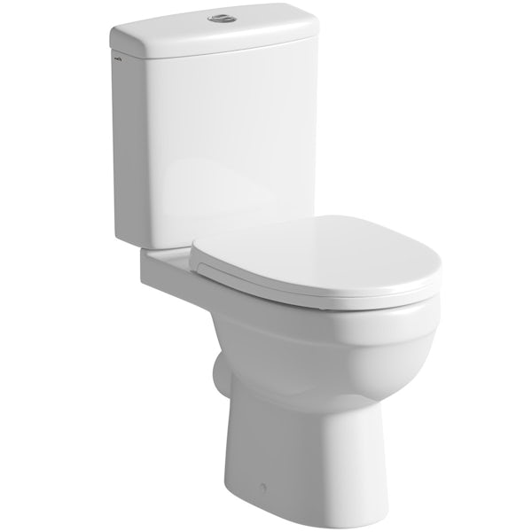 Clarity Compact corner white cloakroom suite with contemporary close coupled toilet