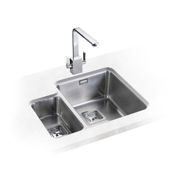 Rangemaster Atlantic Quad 1.5 bowl undermount left handed kitchen sink with waste