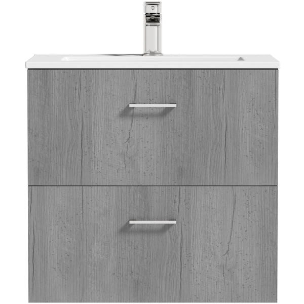 Orchard Lea concrete wall hung vanity unit and ceramic basin 600mm
