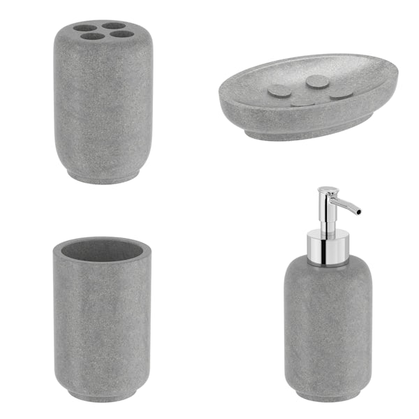Accents Mineral Stone 4 piece bathroom accessory set