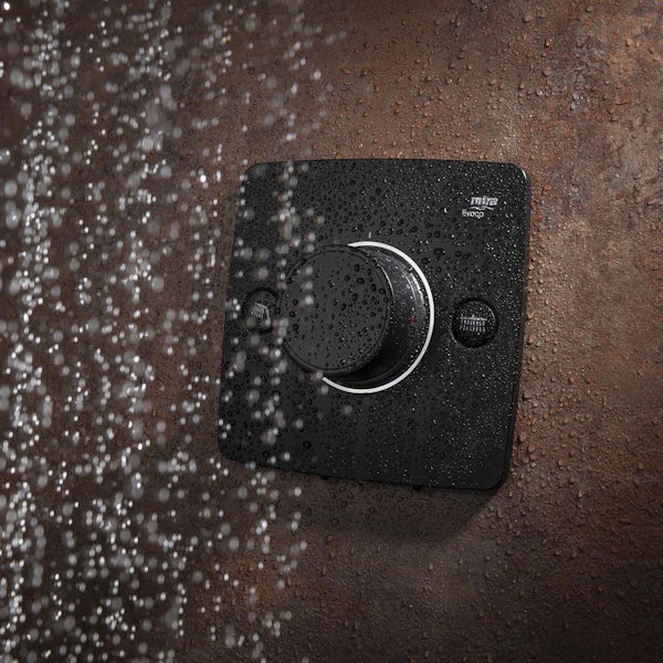 Mira Evoco matt black dual thermostatic concealed mixer shower set with bathfill
