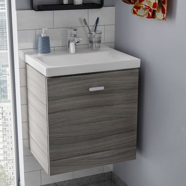 Ideal Standard Concept Space elm wall hung vanity unit with back to wall unit and toilet