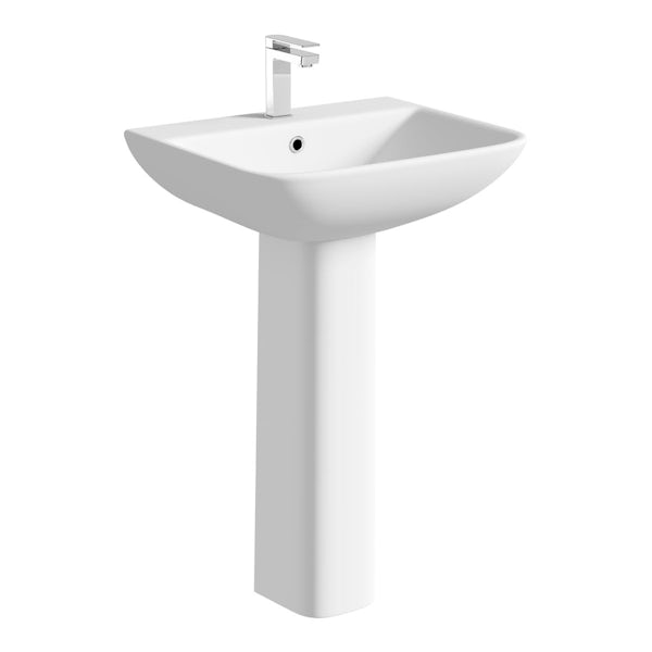 Derwent Square Close Coupled Toilet and Full Pedestal Basin