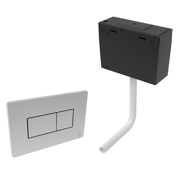 Ideal Standard concealed toilet cistern with top inlet and chrome flush plate