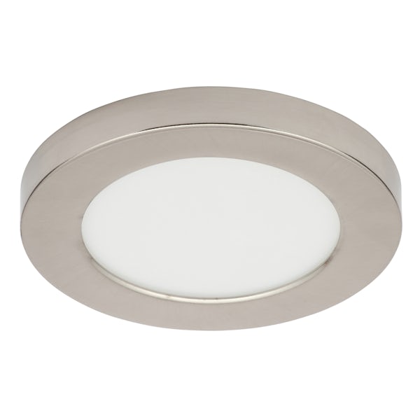 Forum Theta brushed nickel small round flush bathroom ceiling light