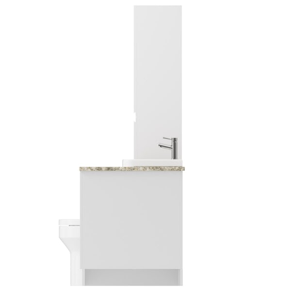 Reeves Wharfe white corner small storage fitted furniture pack with beige worktop