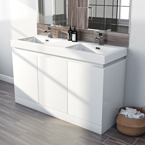 Mode Hardy white floorstanding vanity unit and basin 1380mm