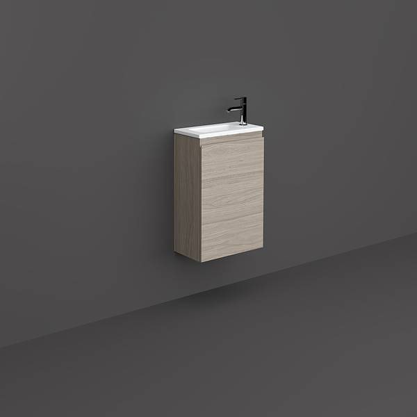 RAK Joy grey elm wall hung vanity unit and basin 400mm