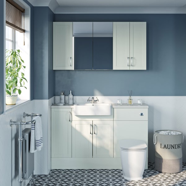 The Bath Co. Newbury white small fitted furniture & storage combination with white marble worktop